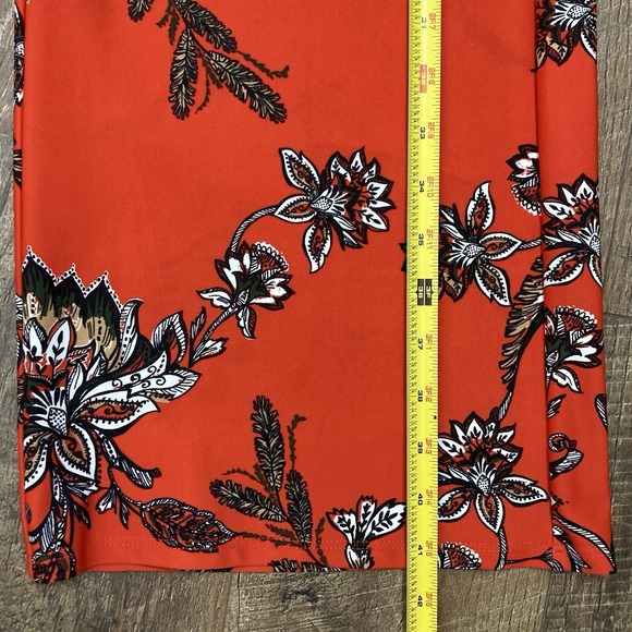 Jude Connally Floral Orange Red Wide Leg Ankle Bohemian Pants Elastic Waist sz M - Picture 8 of 9